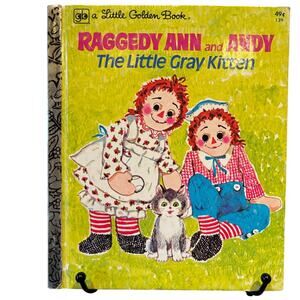 VTG 1976, 2nd Print, Raggedy Ann & Andy Gray Kitten, Little Golden Bk. Curran